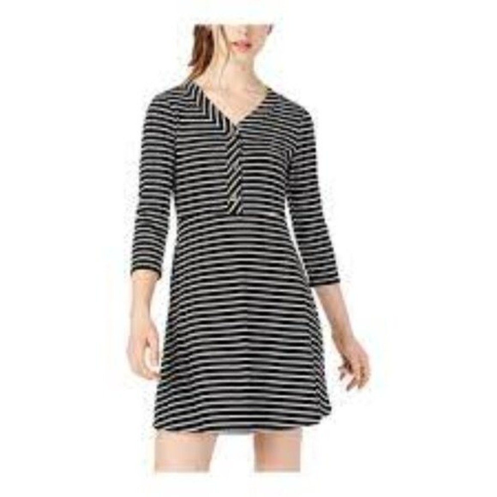 Ultraβ Flirt Womens 3/4 Sleeve Striped Casual Dress Small